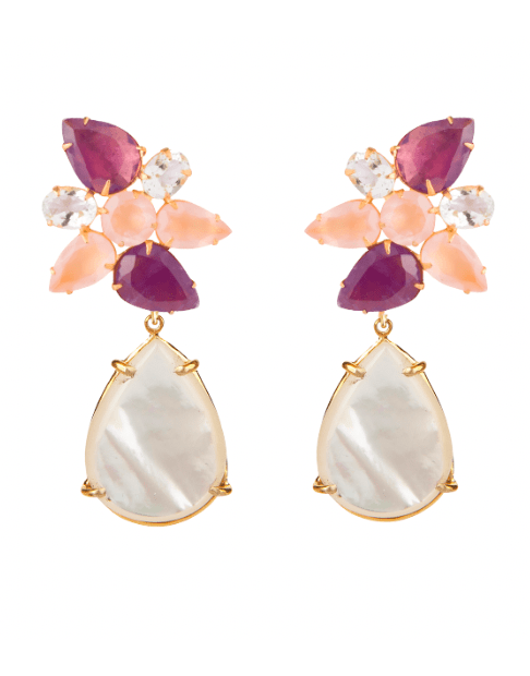 BOUNKIT JEWELRY-2-in-1 Rose Quartz, Amethyst & Aquamarine Earrings-ROSE