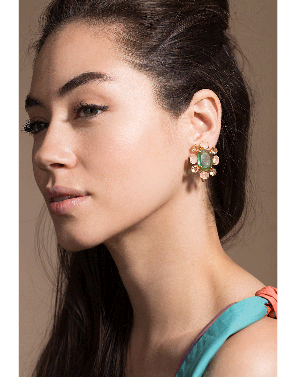 BOUNKIT JEWELRY-Fluorite Cluster Earrings-ROSE