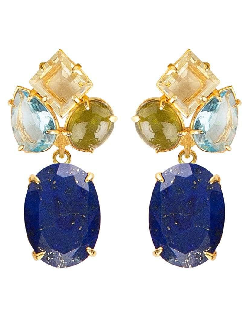 BOUNKIT JEWELRY-2-in-1 Lapis & Quartz Earrings-TURQ