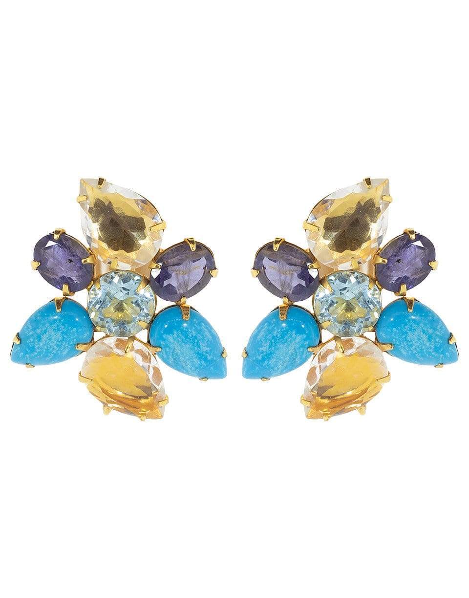 BOUNKIT JEWELRY-Iolite and Quartz Earrings-TURQ