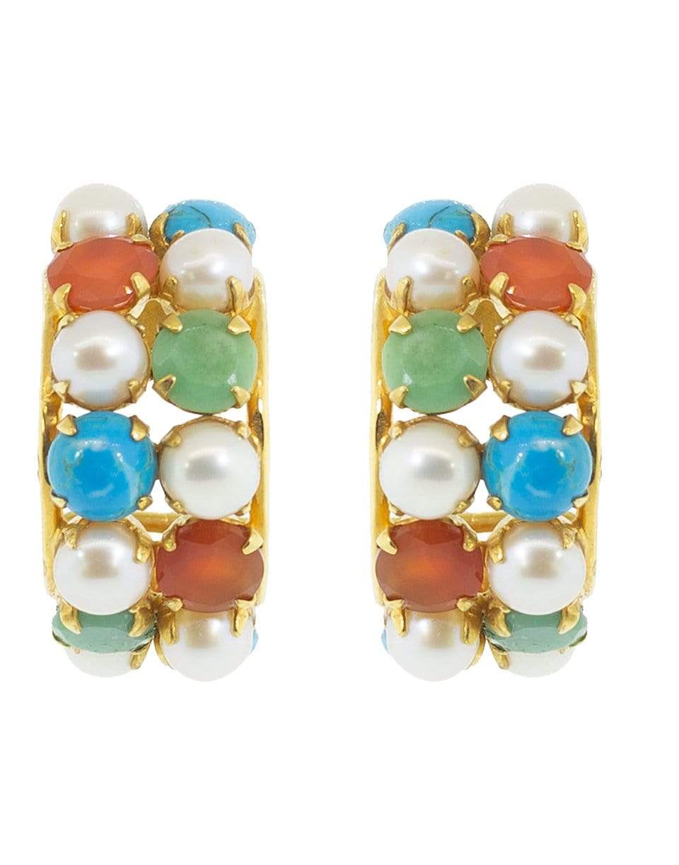 BOUNKIT JEWELRY-Multi Stone Hoop Earring Set-TURQ