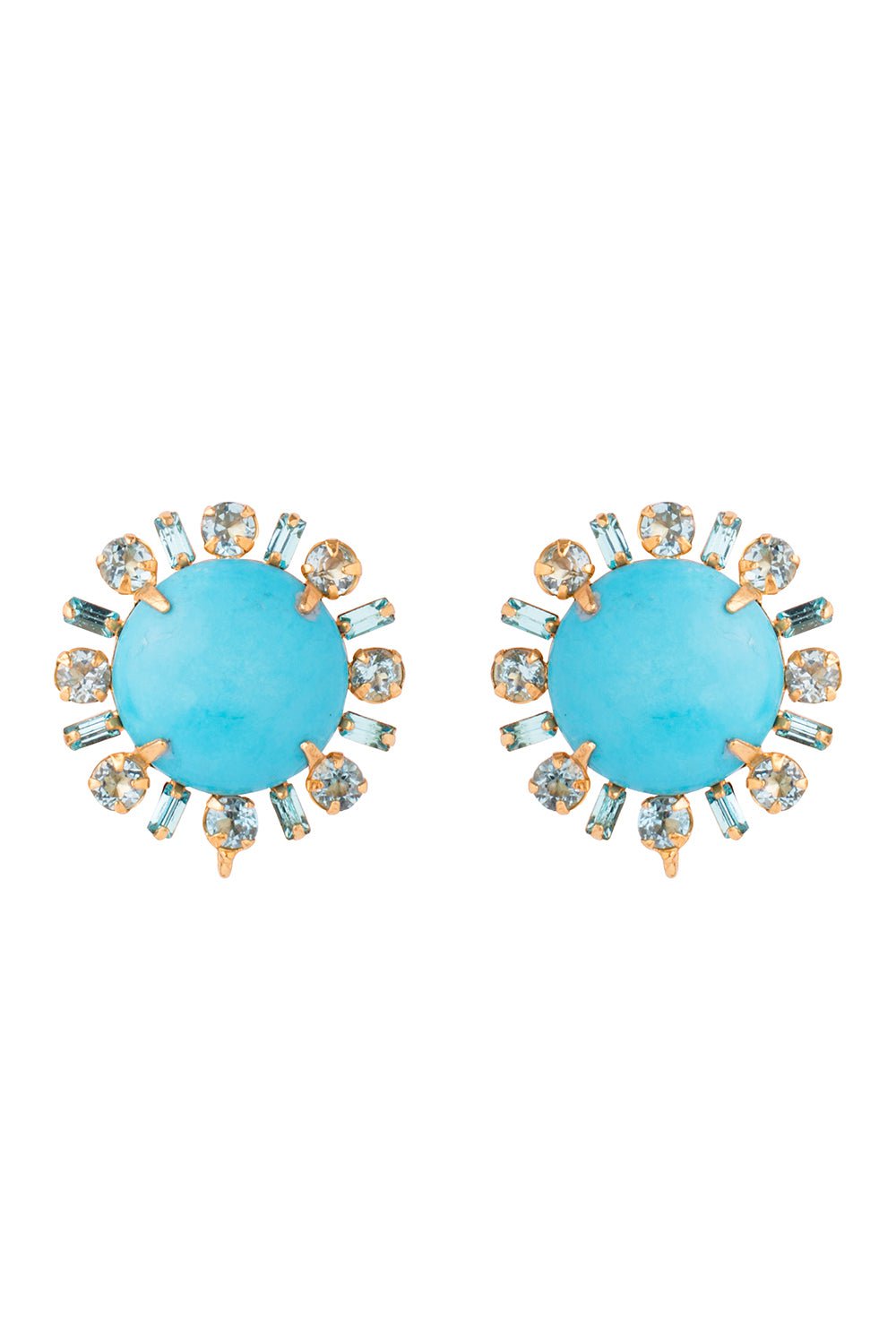 BOUNKIT JEWELRY-Topaz Turquoise Button Earrings-TURQ/BLU