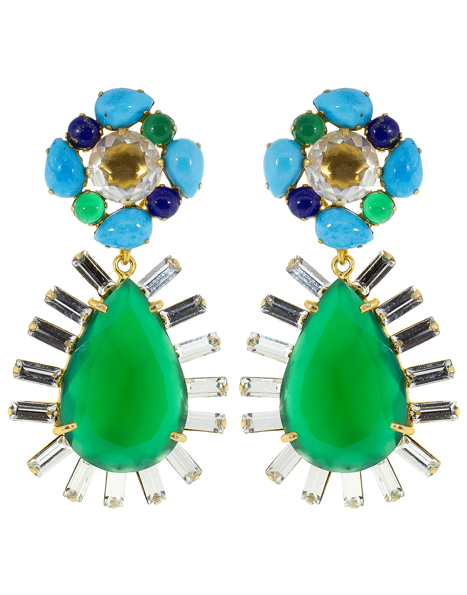 BOUNKIT JEWELRY-Green Onyx Baguette Earrings-TURQ/GRN