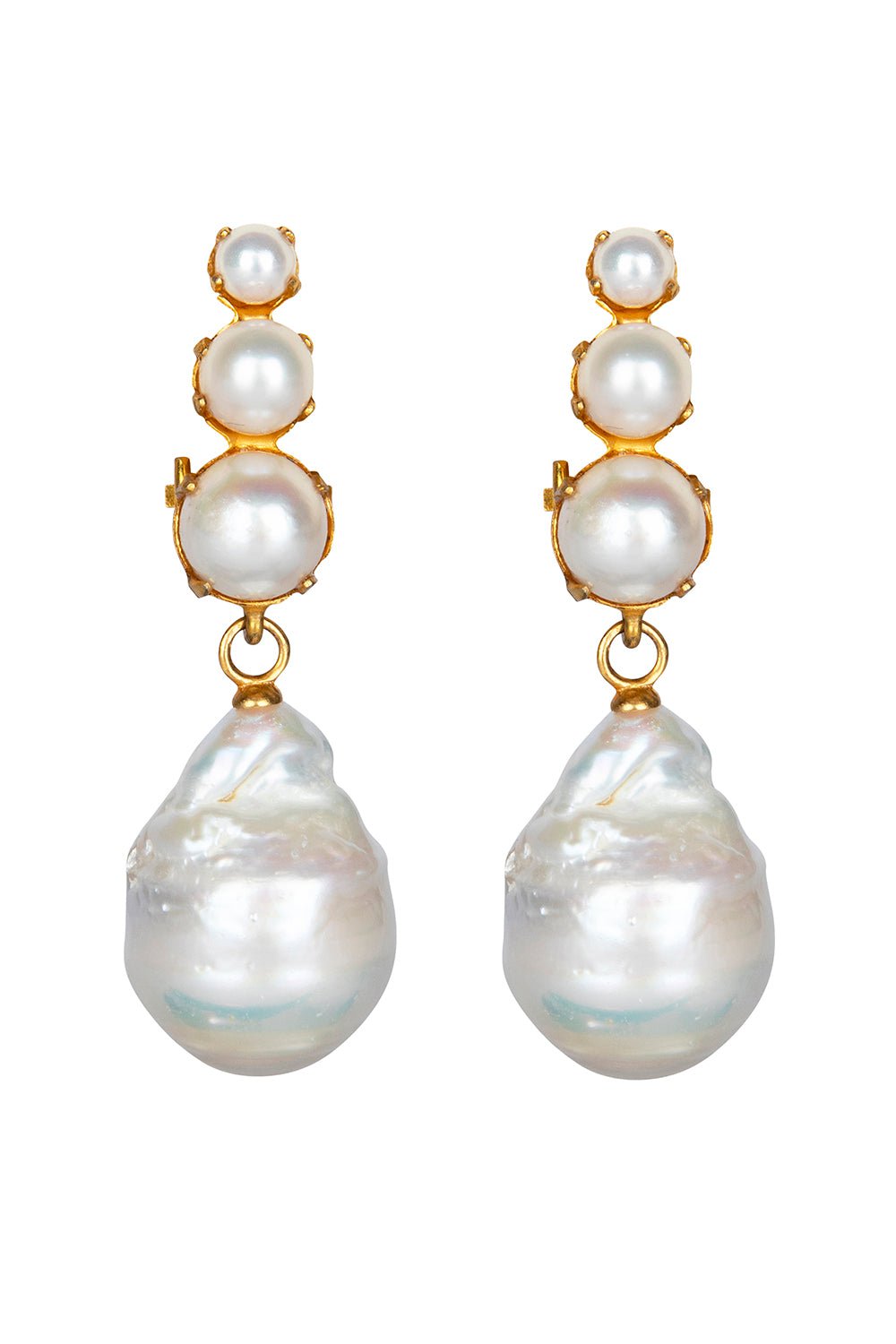 BOUNKIT JEWELRY-Baroque Pearl Drop Earrings-WHITE