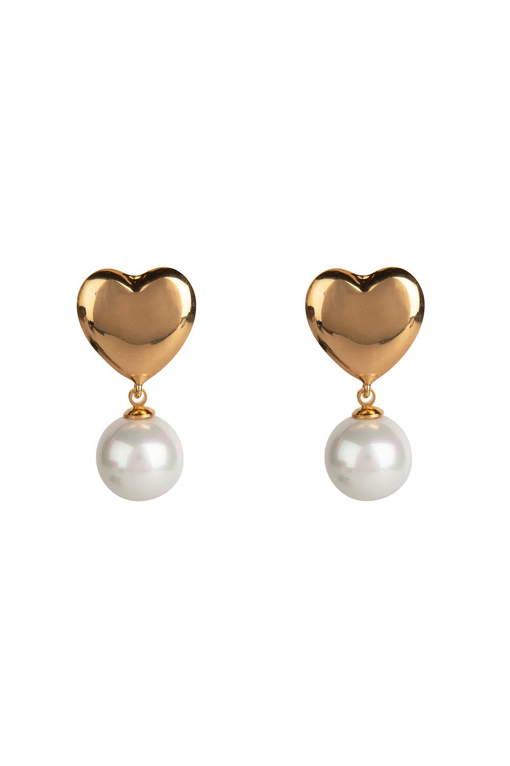 BOUNKIT JEWELRY-Pearl Drop Heart Earrings-WHITE