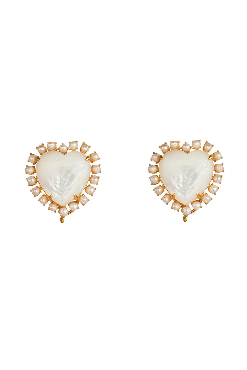BOUNKIT JEWELRY-Pearl Heart Drop Earrings-WHITE