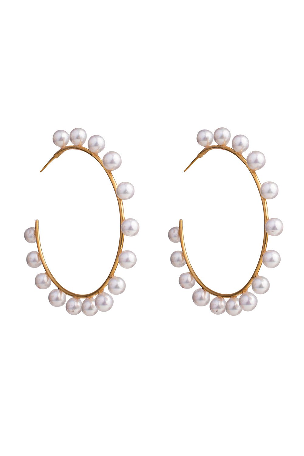 BOUNKIT JEWELRY-Pearl Hoop Earrings-WHITE