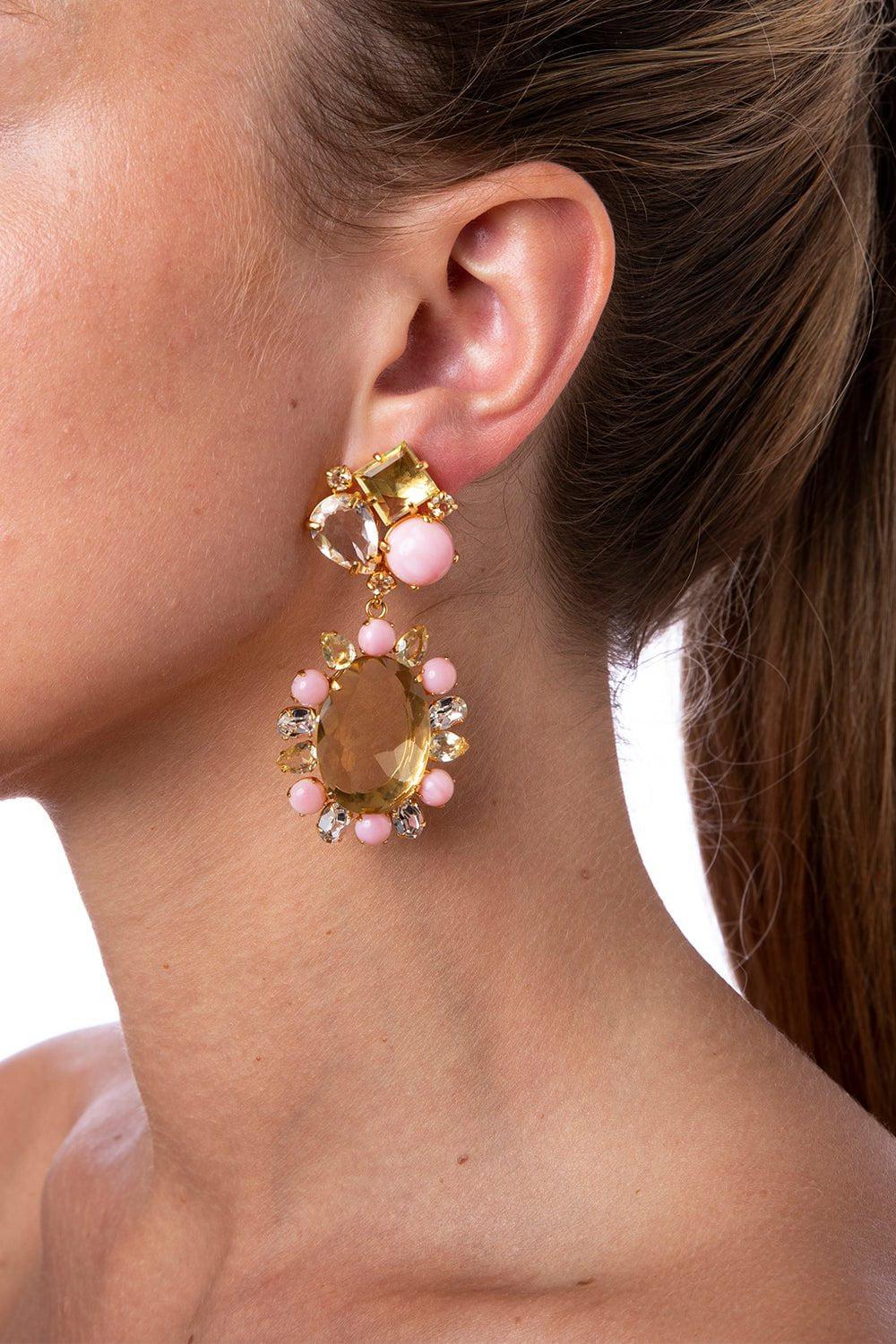 BOUNKIT JEWELRY-Quartz Opal Earrings-YELLOW