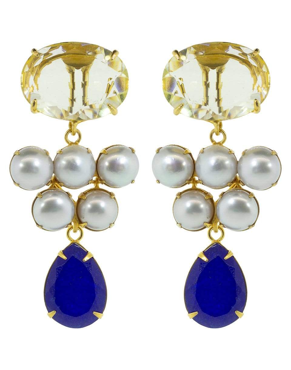 BOUNKIT JEWELRY-Lemon Quartz Earrings Set-YLLW/BLU