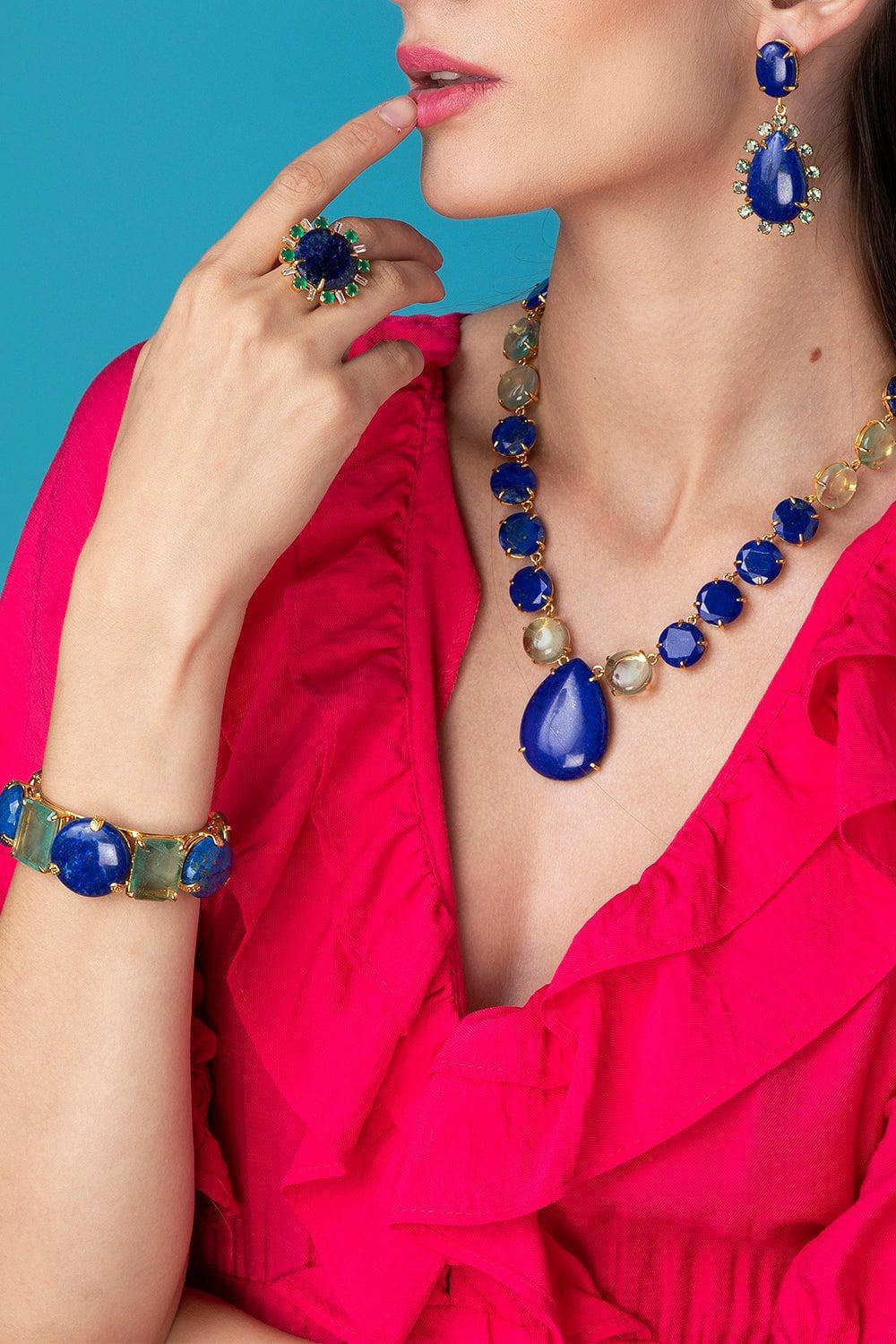 BOUNKIT JEWELRY-Lapis Fluorite Matilde Necklace-BLUE