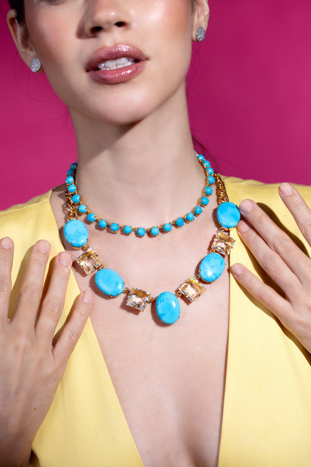 BOUNKIT JEWELRY-Turquoise Necklace-BLUE