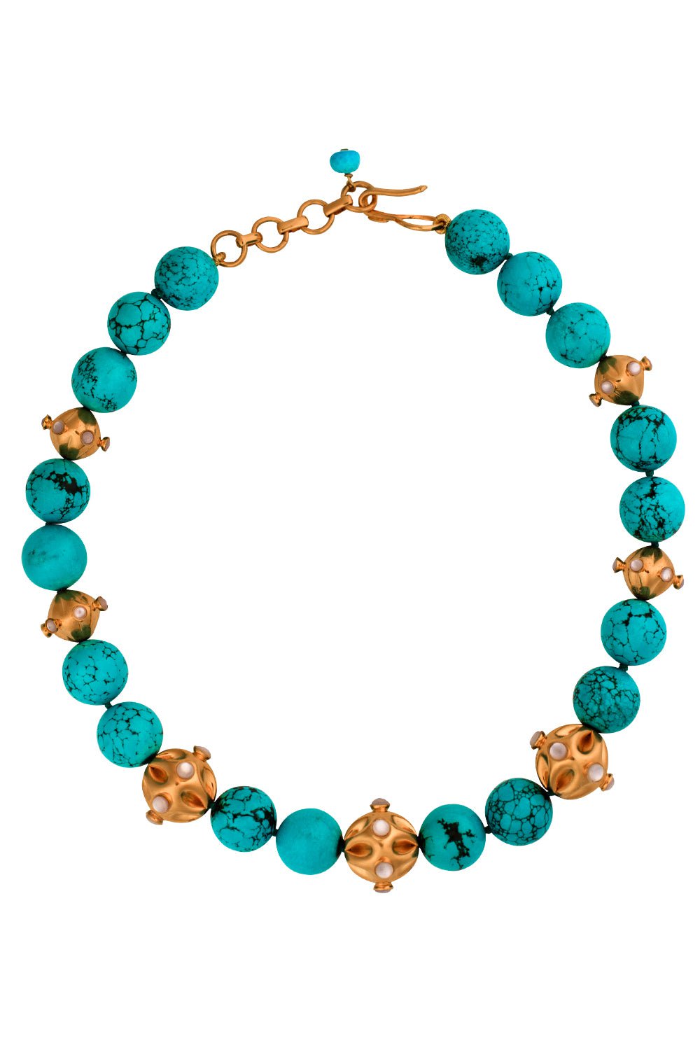 BOUNKIT JEWELRY-Turquoise Pearl Necklace-BLUE