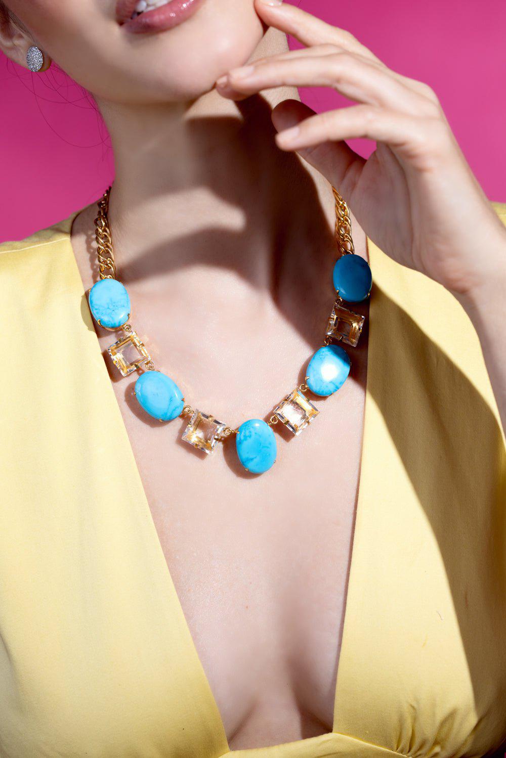 BOUNKIT JEWELRY-Turquoise Quartz Necklace-BLUE
