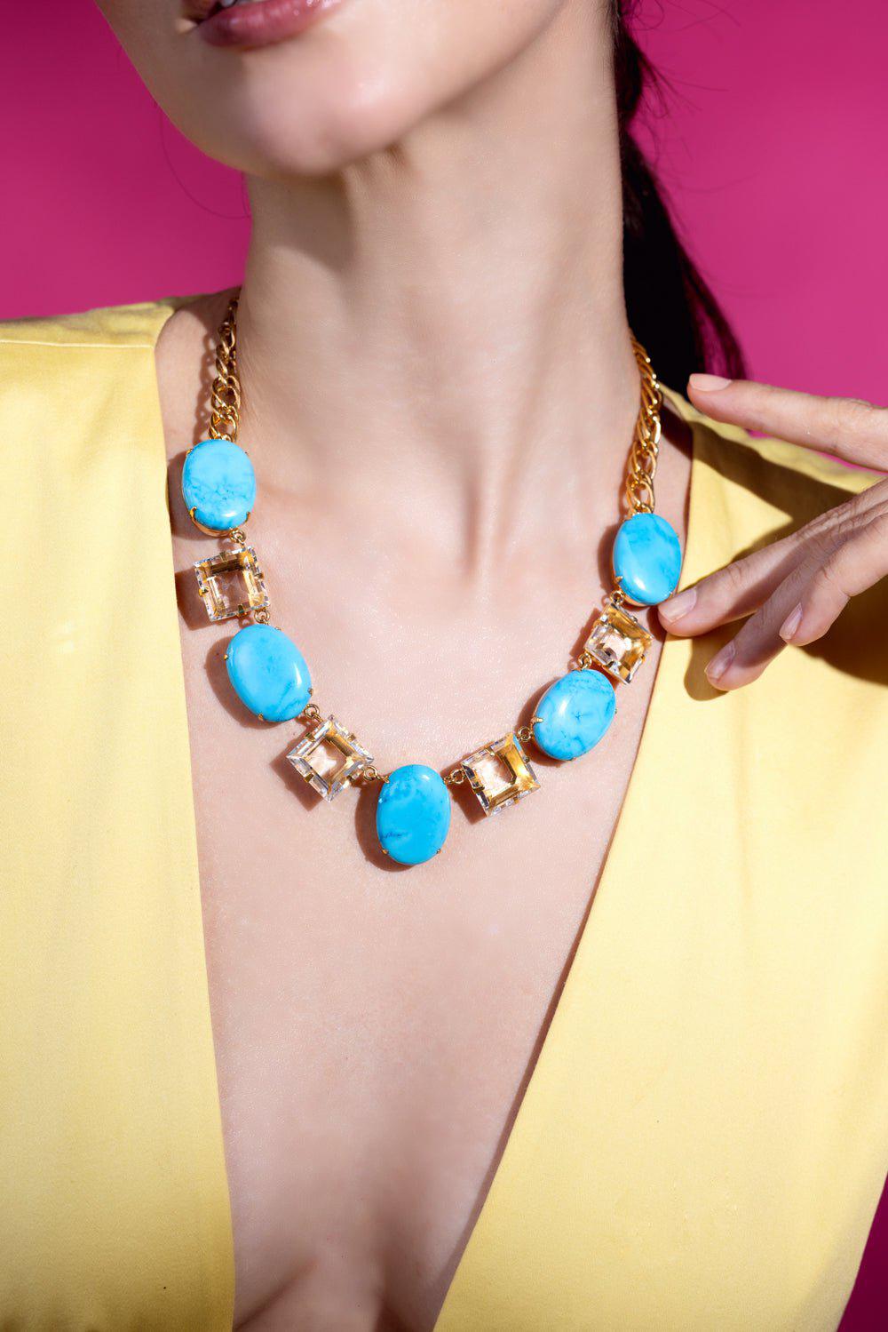 BOUNKIT JEWELRY-Turquoise Quartz Necklace-BLUE