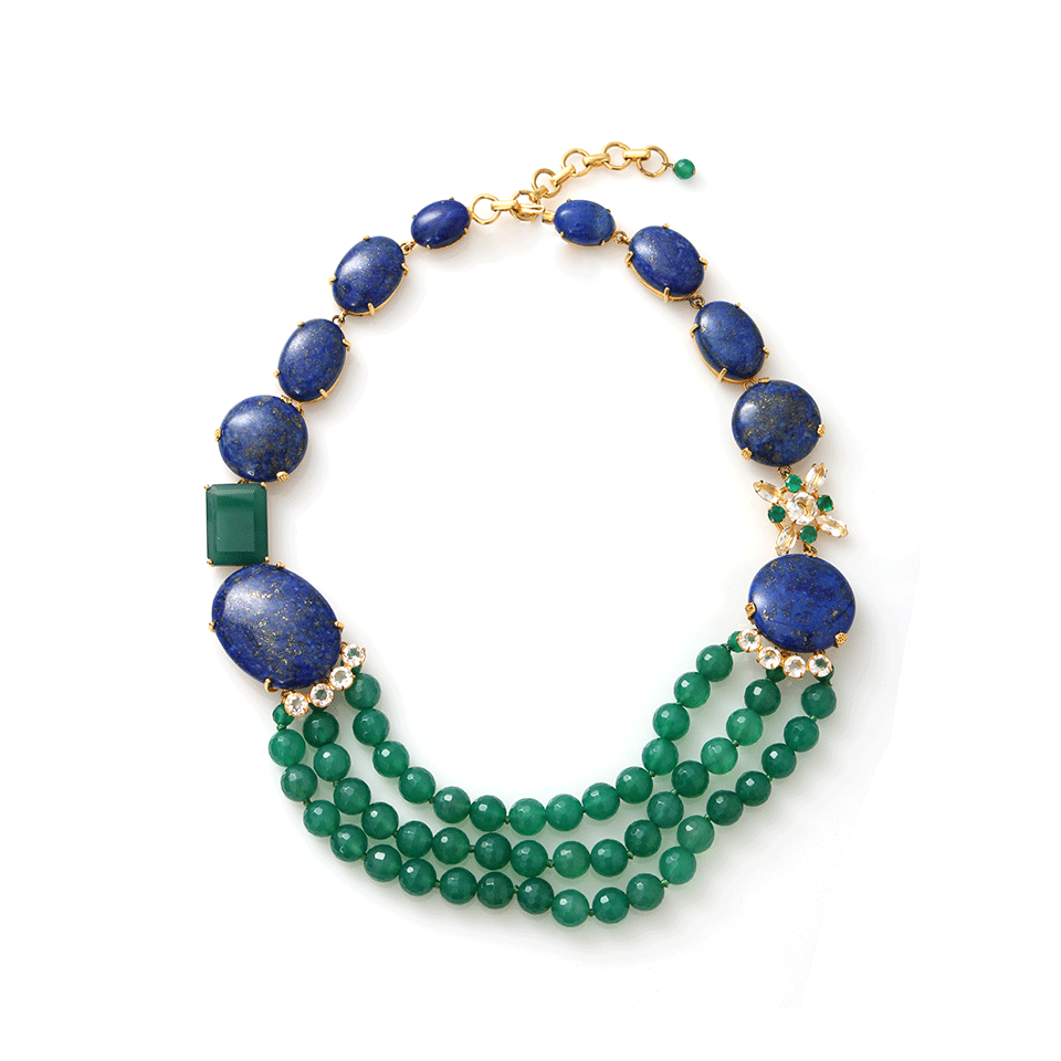 BOUNKIT JEWELRY-Lapis Quartz Necklace-BLUE/GRN