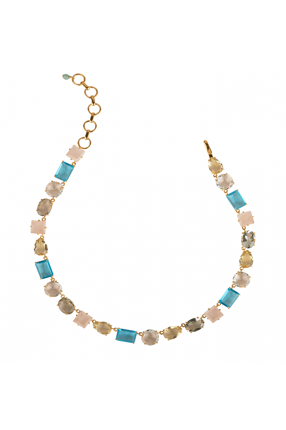 BOUNKIT JEWELRY-Rivierie Multi Quartz Amethyst Necklace-BLUE/PNK