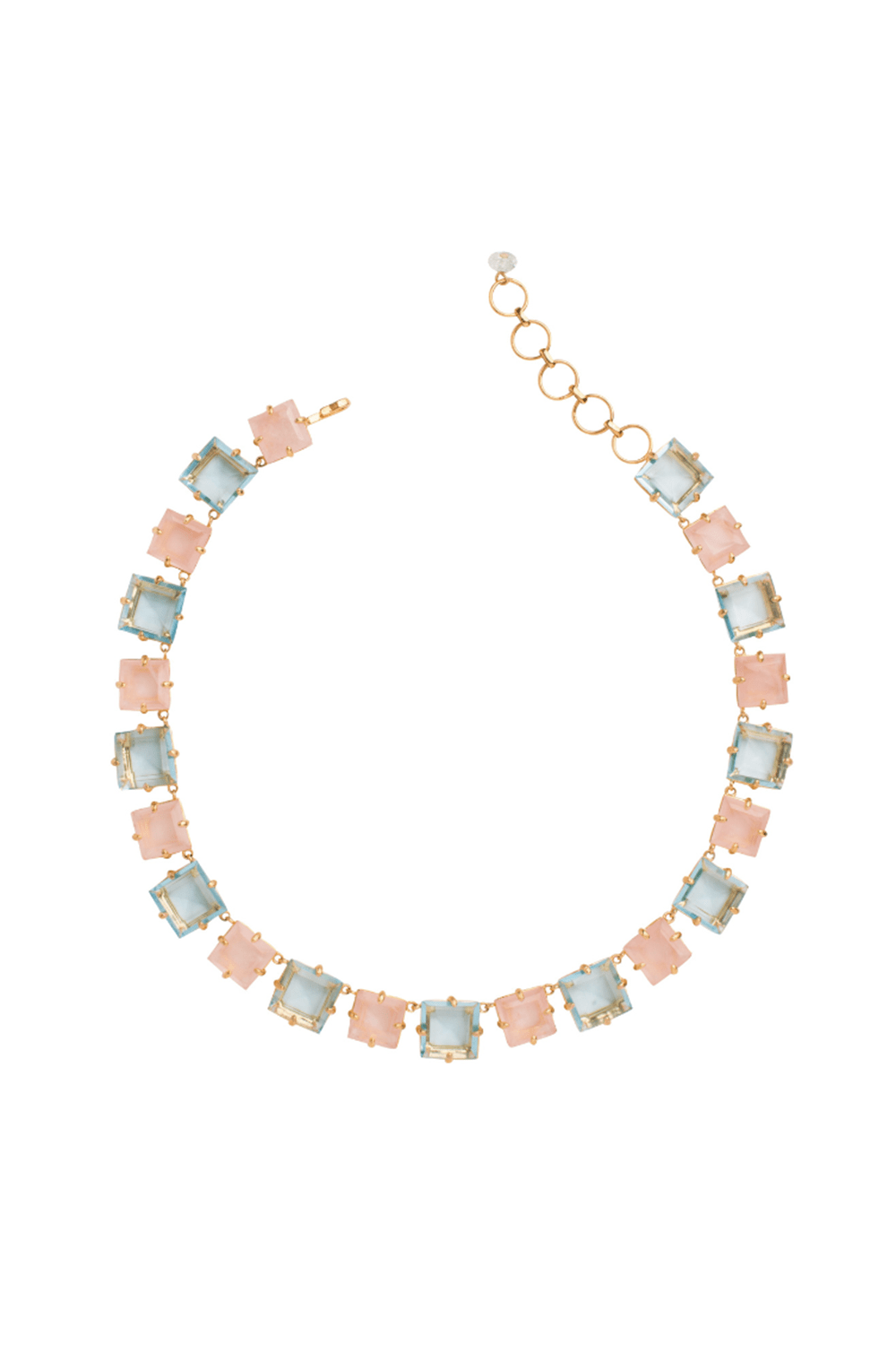 BOUNKIT JEWELRY-Rivierie Square Quartz Necklace-BLUE/PNK