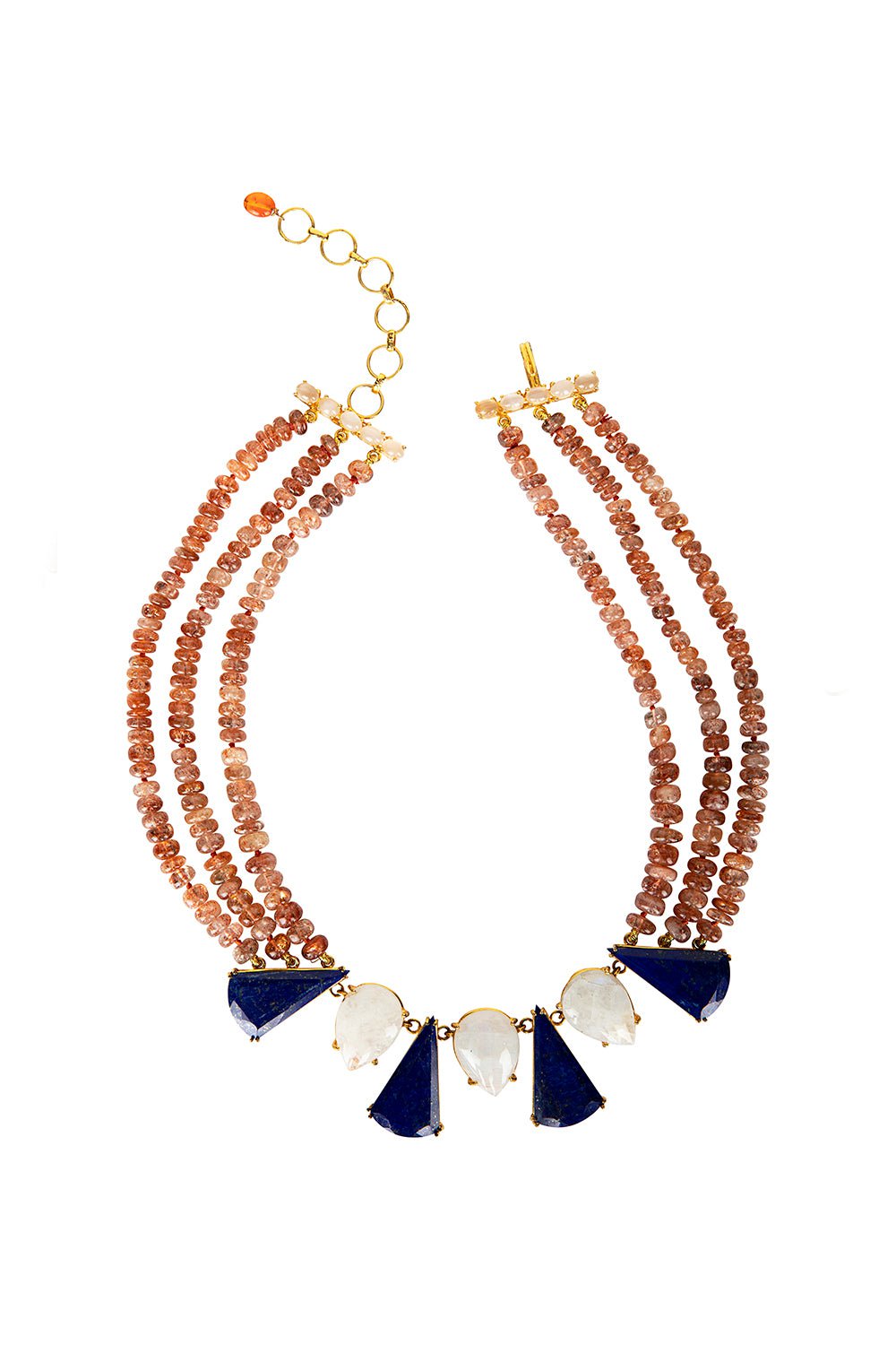 BOUNKIT JEWELRY-Lapis Moonstone Necklace-BLUE/WHT