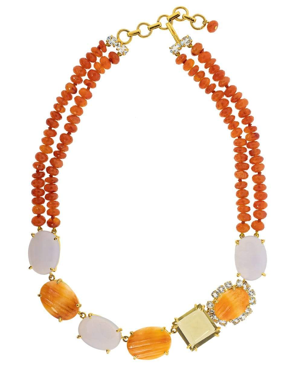 BOUNKIT JEWELRY-Chalcedony and Carnelian Bead Necklace-CHLCDNY