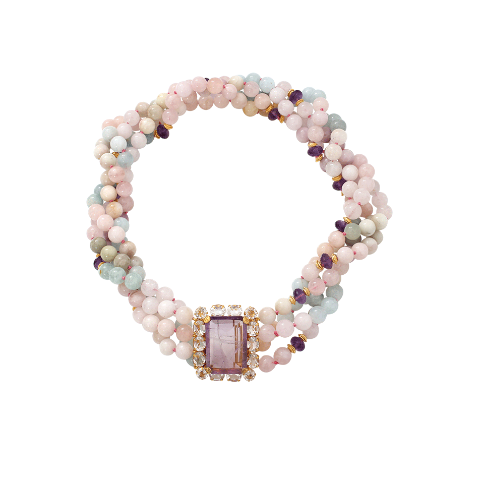 BOUNKIT JEWELRY-Morganite And Amethyst Necklace-CLEAR