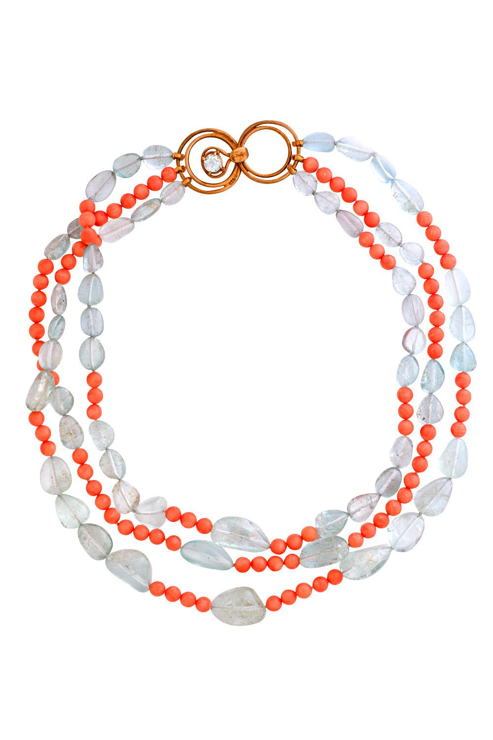BOUNKIT JEWELRY-Aquamarine and Coral Necklace-CORAL