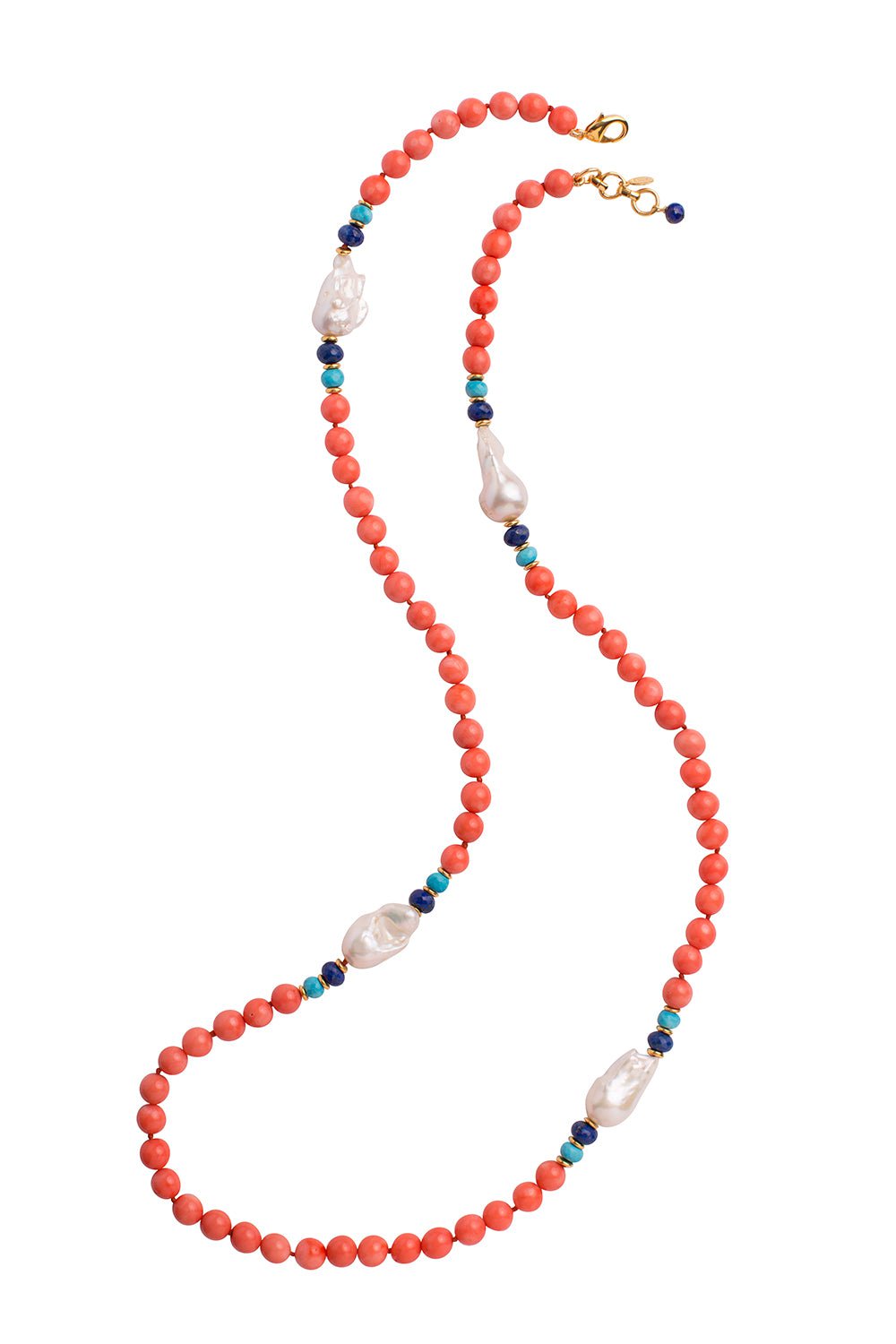 BOUNKIT JEWELRY-Coral Pearl Cindy Necklace-CORAL