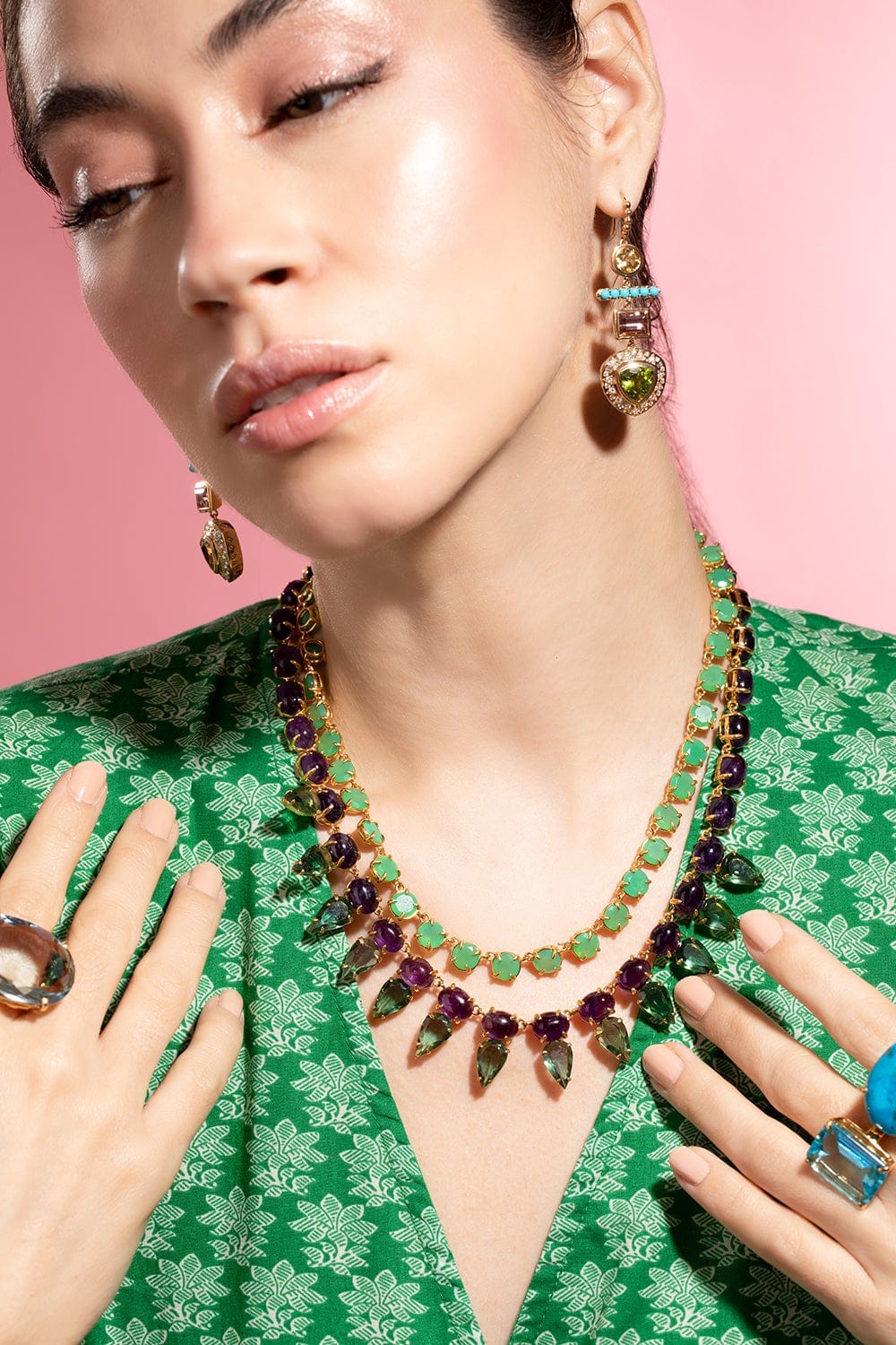 BOUNKIT JEWELRY-Chyrsoprase Riviere Necklace-GREEN
