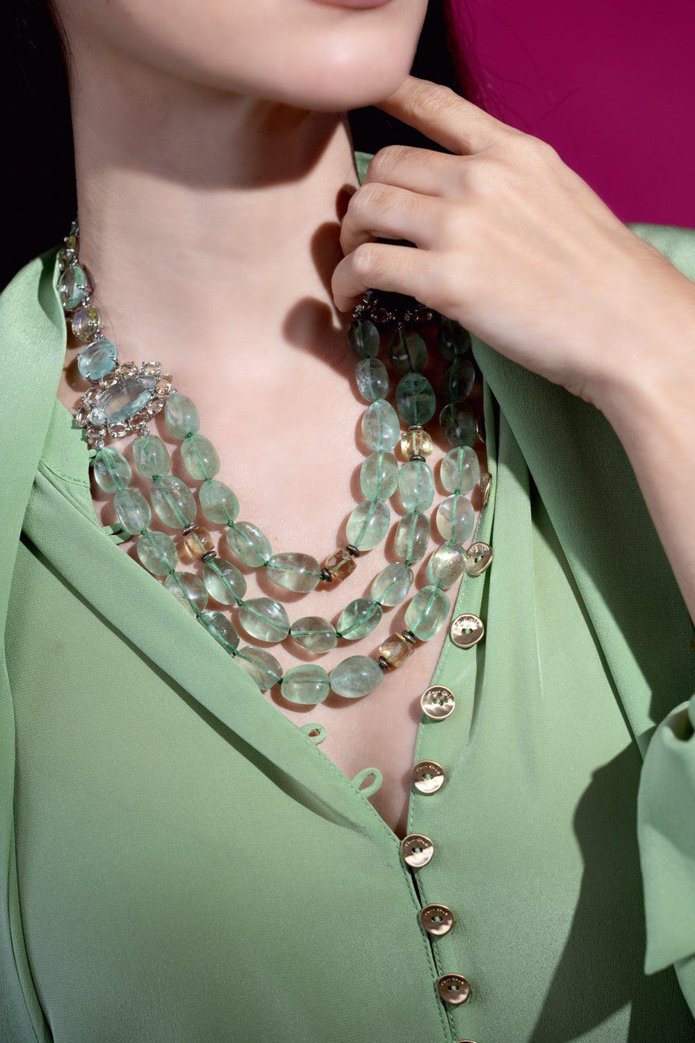 BOUNKIT JEWELRY-Fluorite Quartz Necklace-GREEN
