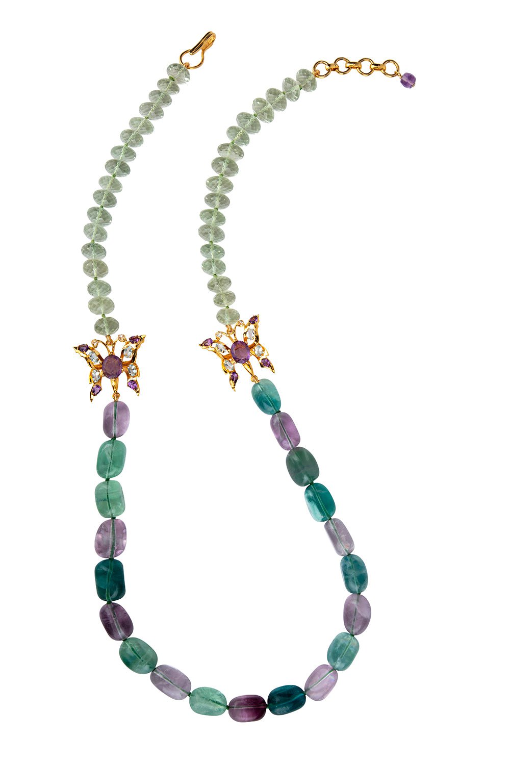 BOUNKIT JEWELRY-Green Amethyst Fluorite Butterfly Necklace-GREEN