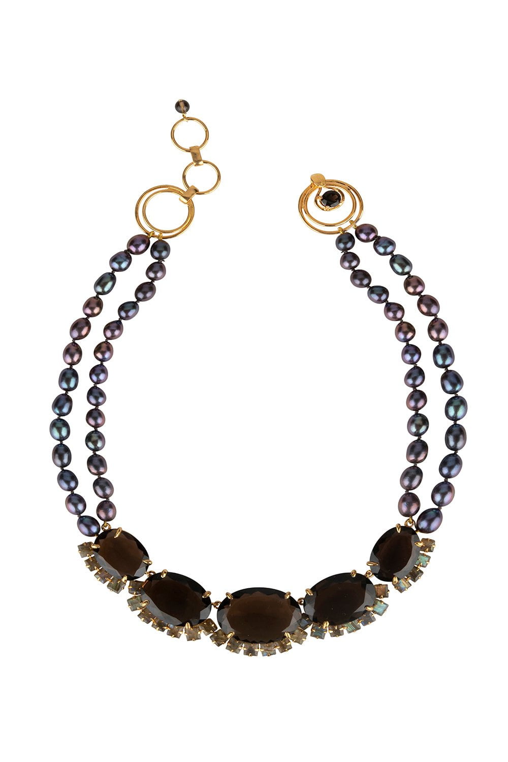BOUNKIT JEWELRY-Labradorite Smoky Quartz Necklace-GREY