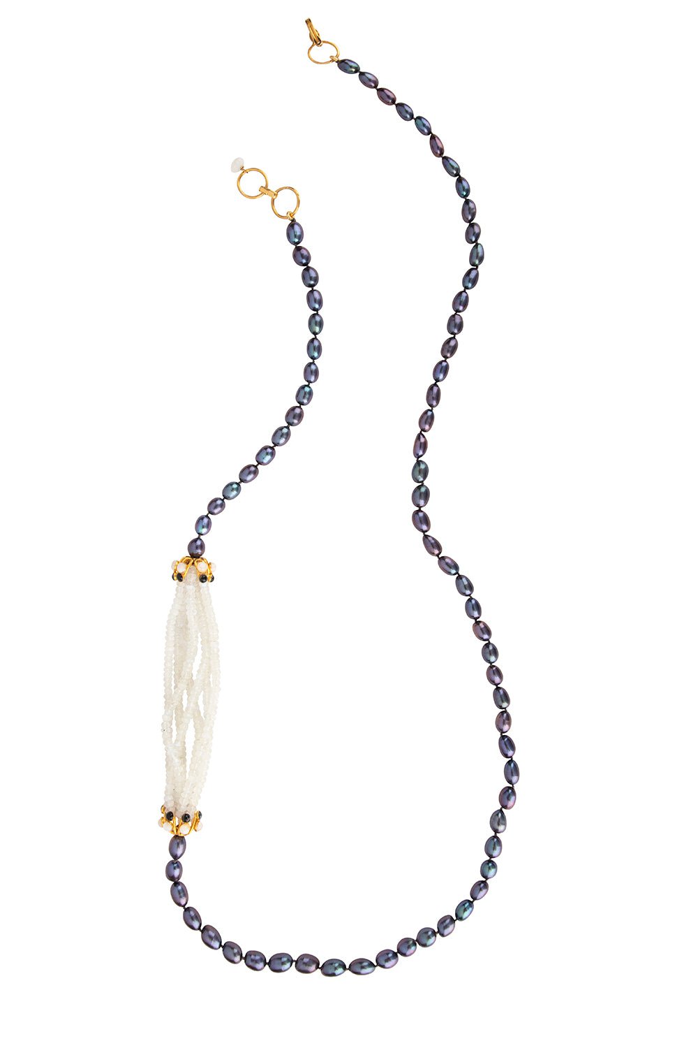 BOUNKIT JEWELRY-Moonstone Sautoir Kaia Necklace-GREY WHITE