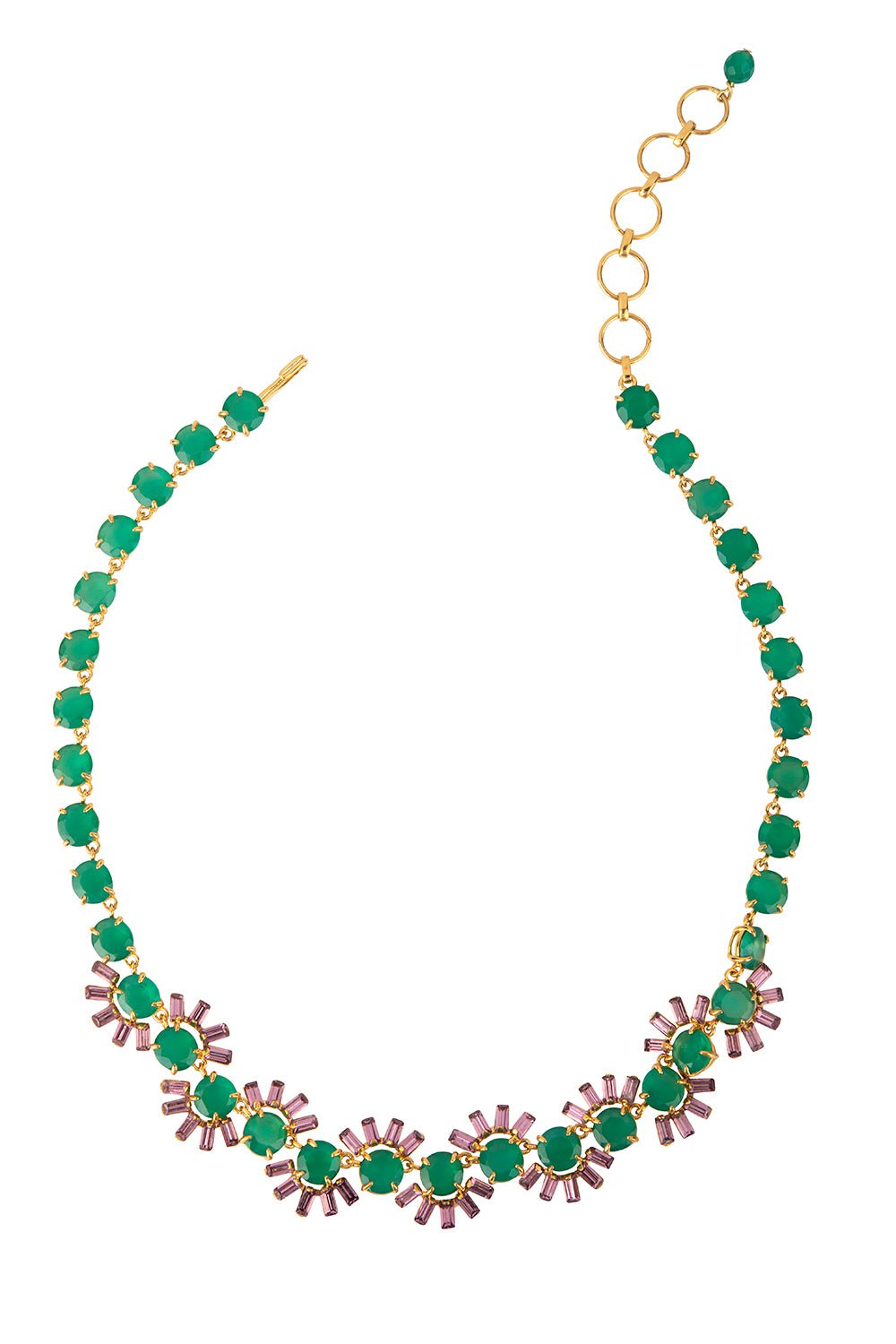 BOUNKIT JEWELRY-Green Onyx Crystal Necklace-GRN/PRPL