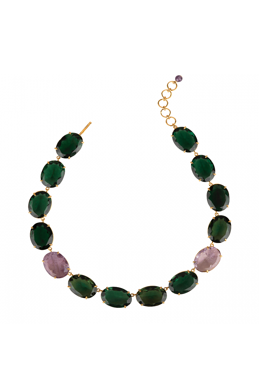 BOUNKIT JEWELRY-Rivierie Brazilian Amethyst Necklace-GRN/PRPL