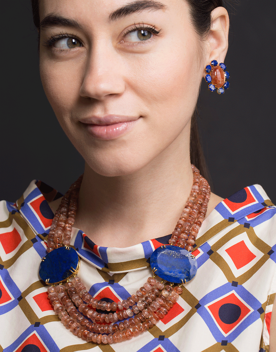 BOUNKIT JEWELRY-Sunstone and Lapis Necklace-IOLITE