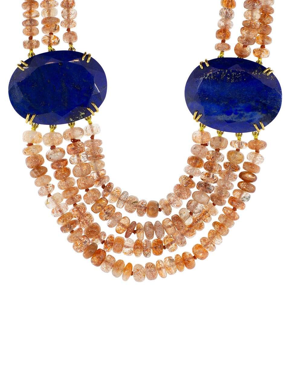 BOUNKIT JEWELRY-Sunstone and Lapis Necklace-IOLITE