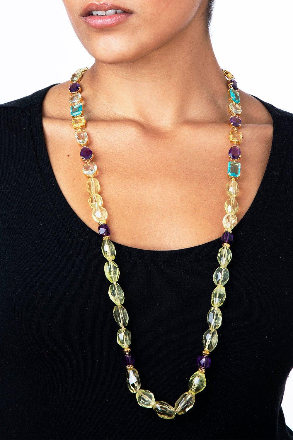 BOUNKIT JEWELRY-Blue Quartz Amethyst Anita Necklace-LEMON