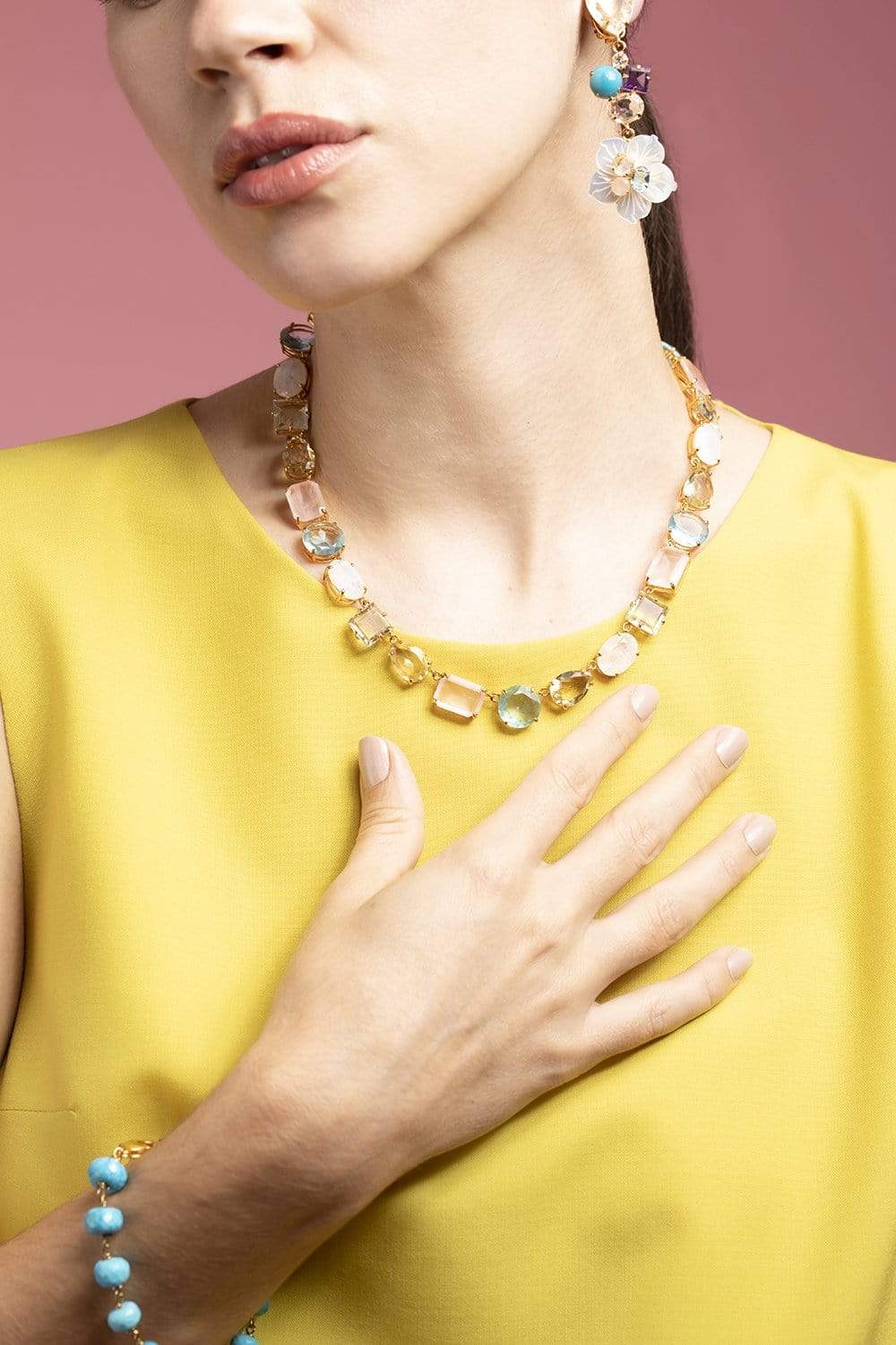 BOUNKIT JEWELRY-Multi-Stone Necklace-MULTI