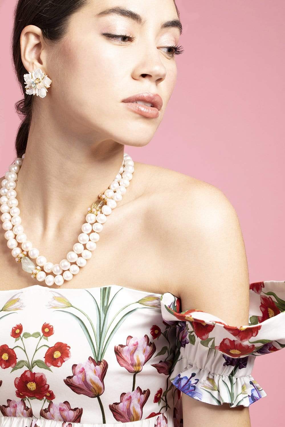 BOUNKIT JEWELRY-2-in-1 Fresh Mother of Pearl, Aqua, Pink Opal & Lemon Quartz Necklace-PEARL