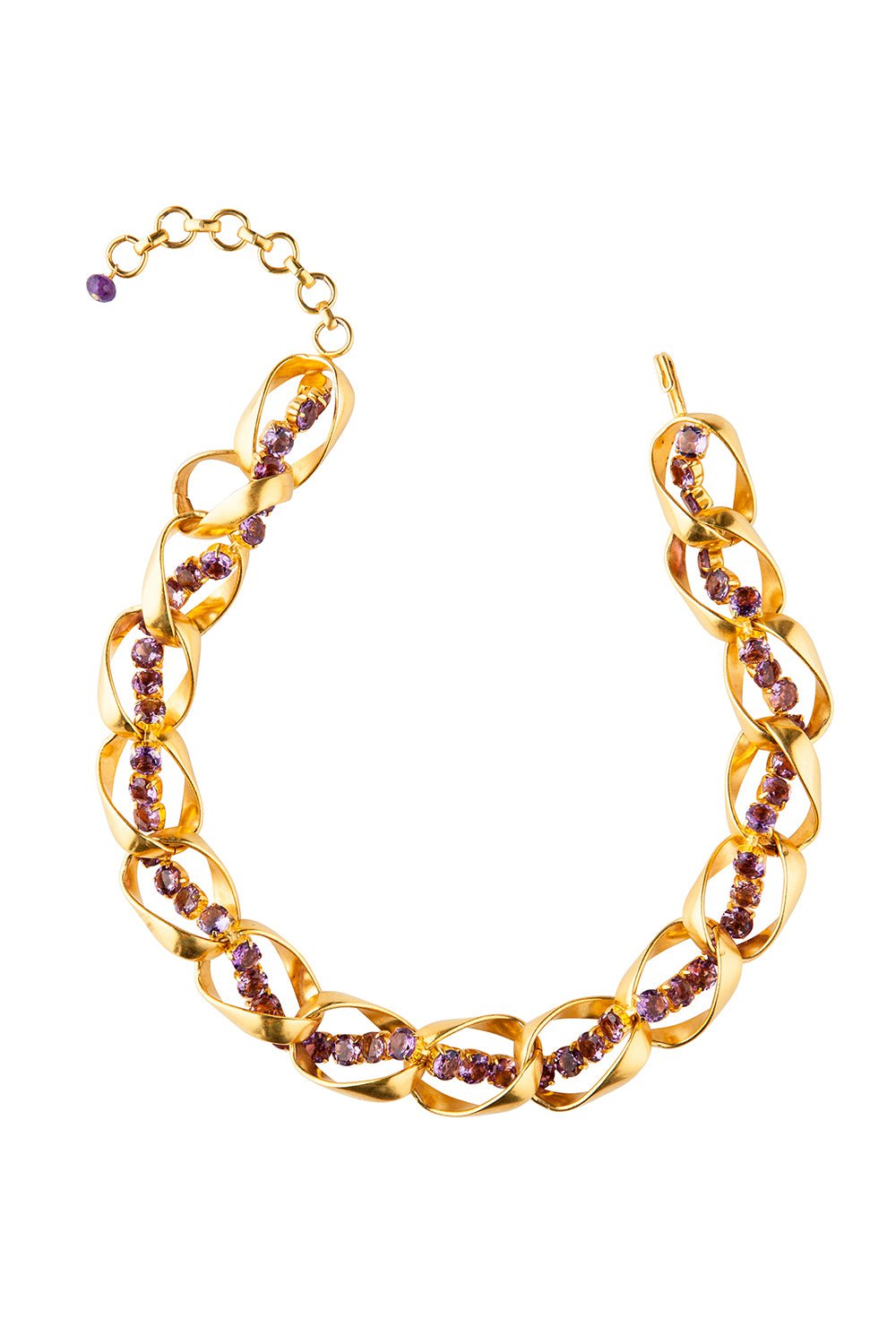 BOUNKIT JEWELRY-Faceted Amethyst Chain Necklace-PURPLE