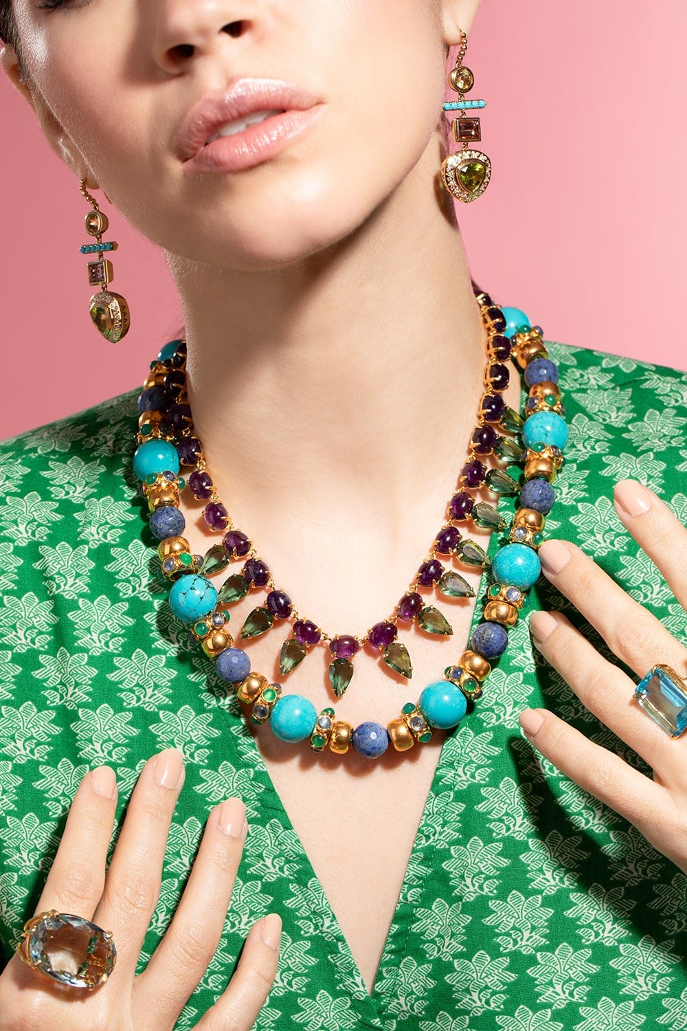 BOUNKIT JEWELRY-Purple and Green Amethyst Necklace-PURPLE