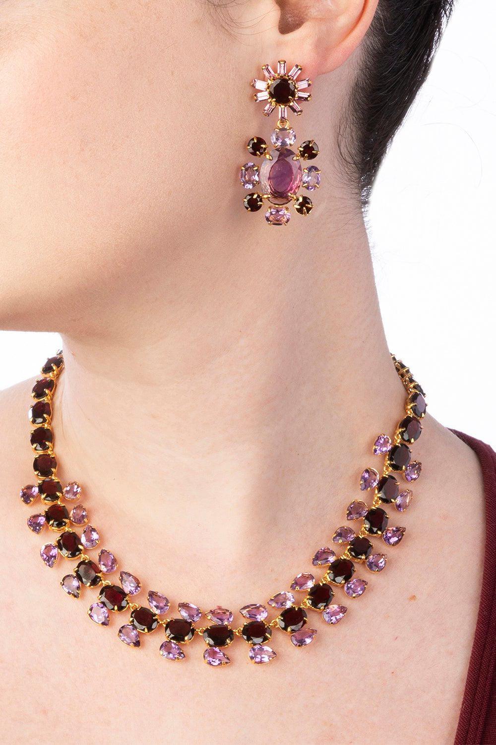 BOUNKIT JEWELRY-Garnet Amethyst Sharon Necklace-RED/PRPL