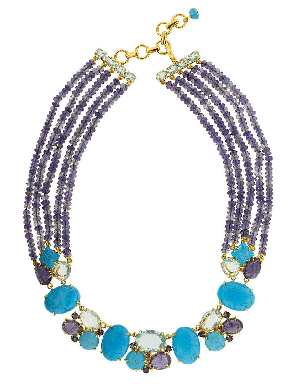 BOUNKIT JEWELRY-Iolite Strand Set Necklace-TURQ