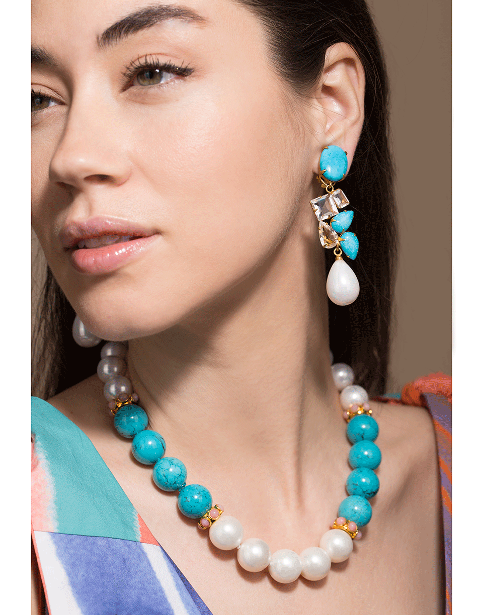 BOUNKIT JEWELRY-Turquoise Pearl Necklace-TURQ