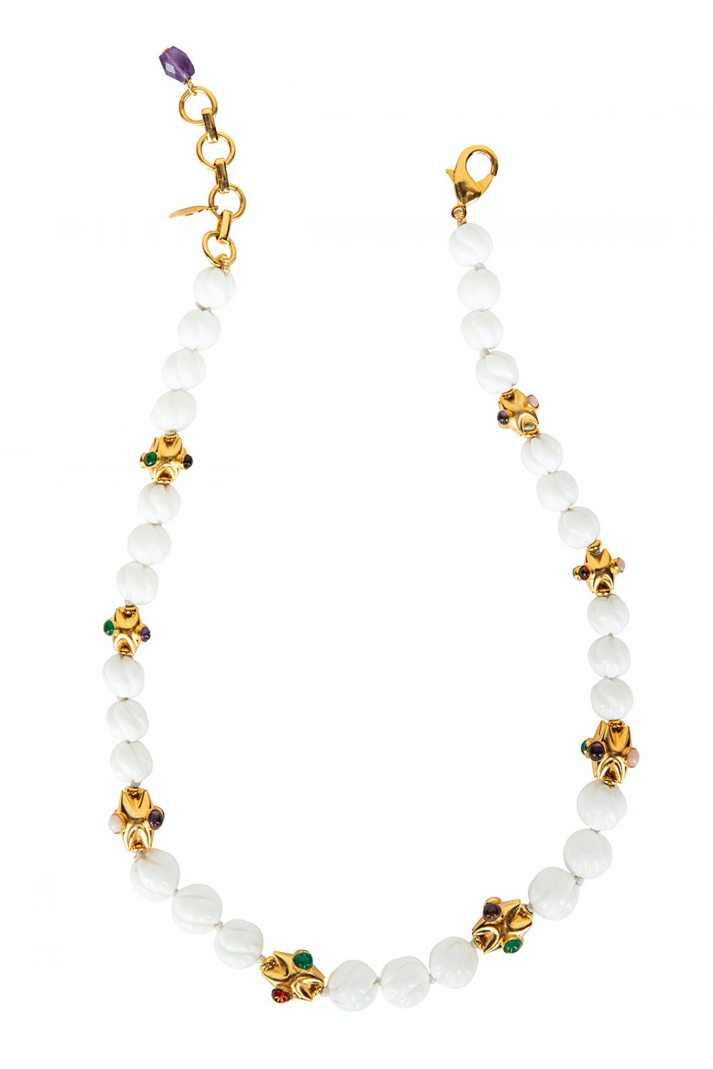 BOUNKIT JEWELRY-Turquoise Amethyst Beaded Necklace-WHITE