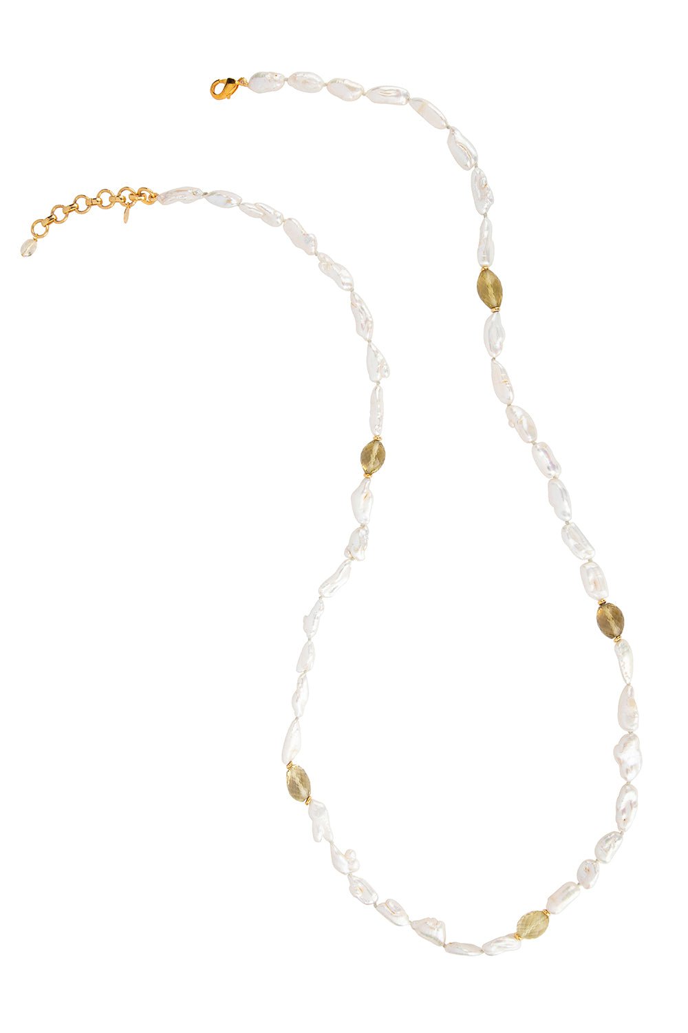 BOUNKIT JEWELRY-Lemon Quartz Pearl Necklace-WHTE