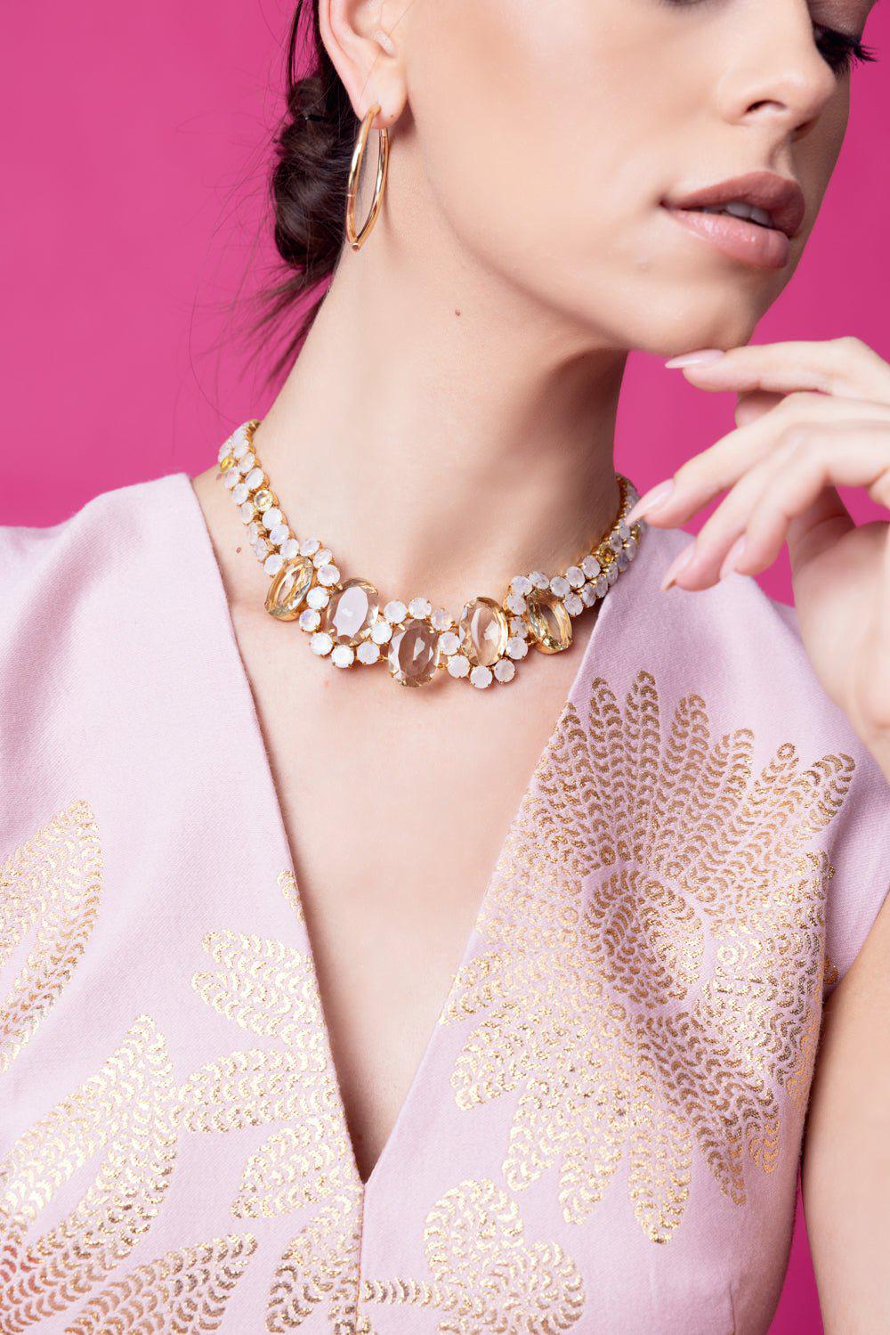 BOUNKIT JEWELRY-Moonstone Quartz Necklace-WHT/YLW