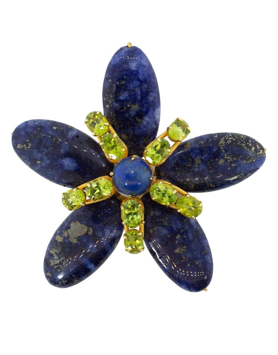 BOUNKIT JEWELRY-Lapis and Peridot Flower Pin-BLUE