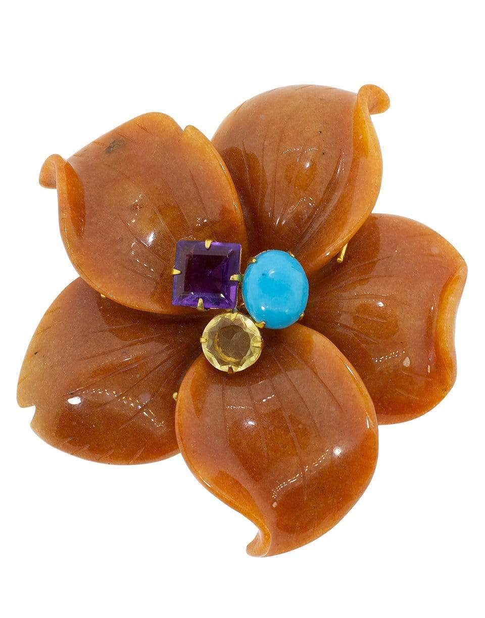 BOUNKIT JEWELRY-Red Adventurine Flower Pin-CORAL