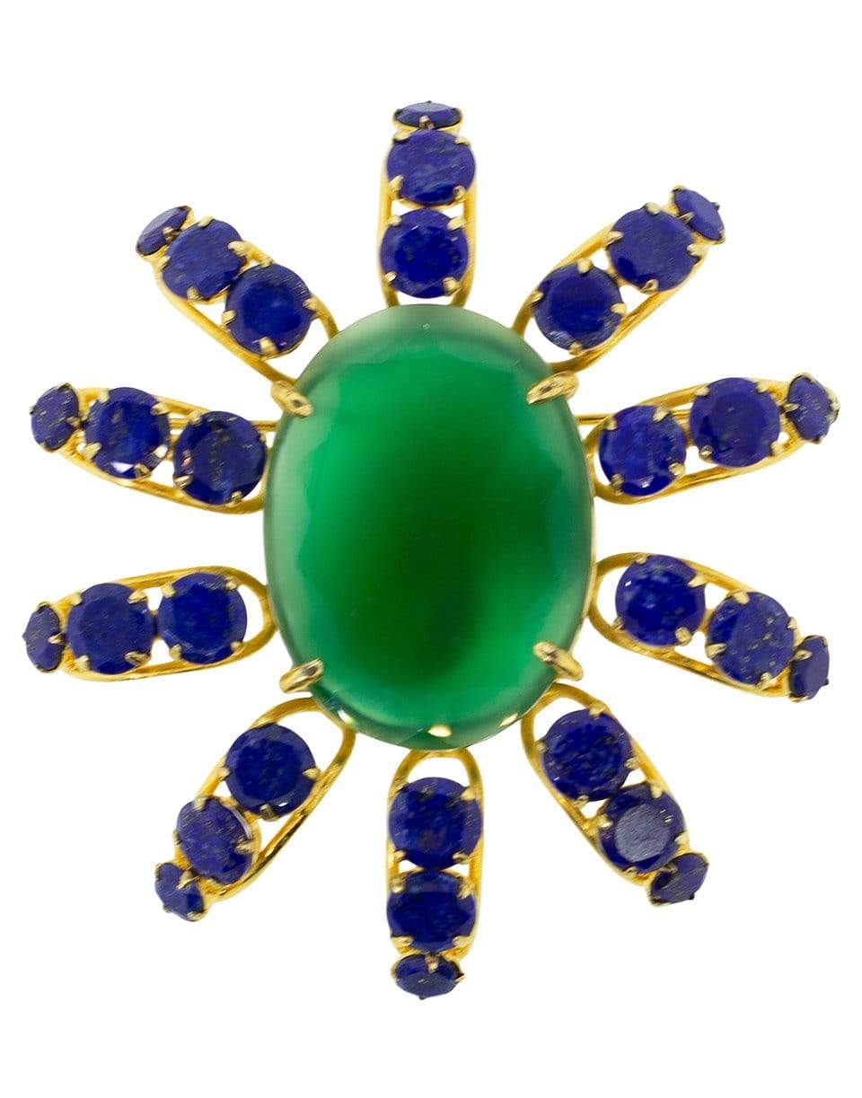 BOUNKIT JEWELRY-Lapis and Green Onyx Sunray Pin-GRN/BLU