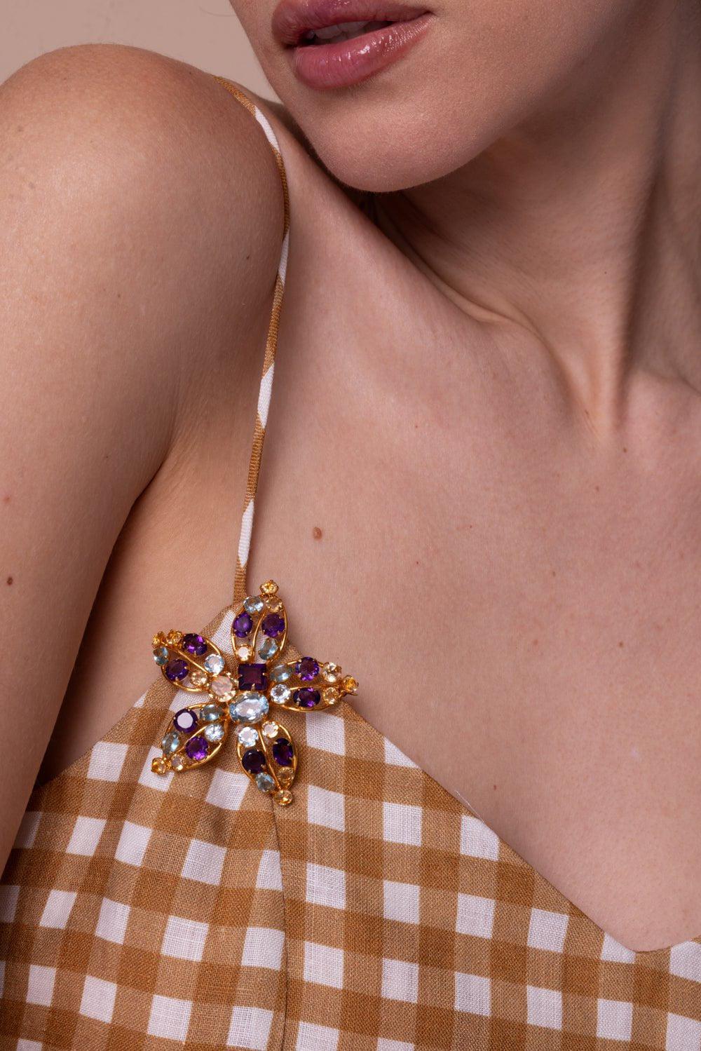 BOUNKIT JEWELRY-Amethyst Quartz Brooch-PURPLE